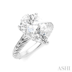 1/10 Ctw Pear Shape Round Cut Diamond Akari Wheat Shank Semi-Mount Engagement Ring in 14K White Gold