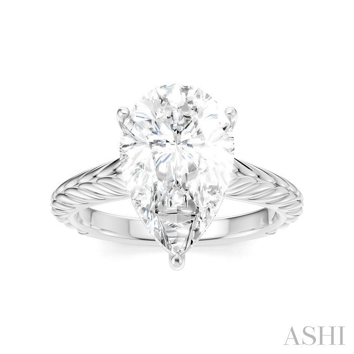 1/10 Ctw Pear Shape Round Cut Diamond Akari Wheat Shank Semi-Mount Engagement Ring in 14K White Gold