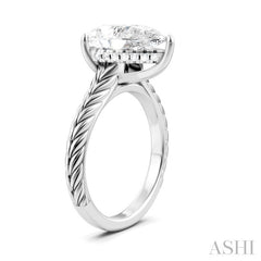 1/10 Ctw Pear Shape Round Cut Diamond Akari Wheat Shank Semi-Mount Engagement Ring in 14K White Gold