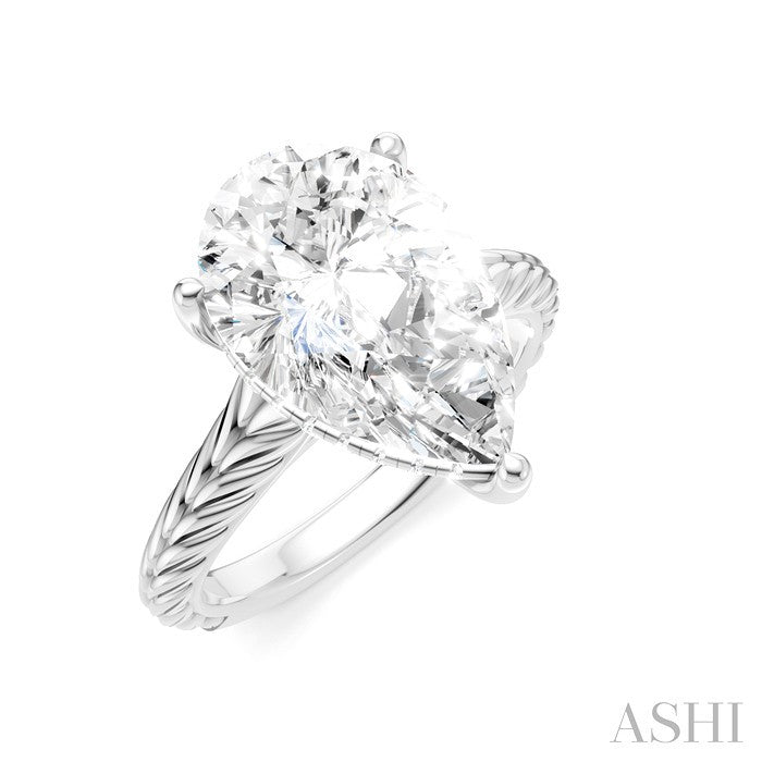 1/8 Ctw Pear Shape Round Cut Diamond Akari Wheat Shank Semi-Mount Engagement Ring in 14K White Gold