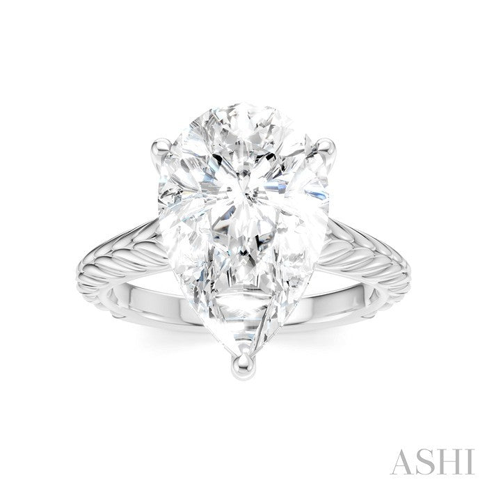 1/8 Ctw Pear Shape Round Cut Diamond Akari Wheat Shank Semi-Mount Engagement Ring in 14K White Gold