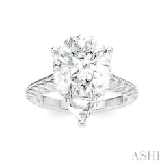 1/8 Ctw Pear Shape Round Cut Diamond Akari Wheat Shank Semi-Mount Engagement Ring in 14K White Gold