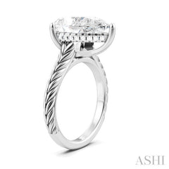 1/8 Ctw Pear Shape Round Cut Diamond Akari Wheat Shank Semi-Mount Engagement Ring in 14K White Gold