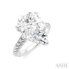 1/8 Ctw Pear Shape Round Cut Diamond Akari Wheat Shank Semi-Mount Engagement Ring in 14K White Gold
