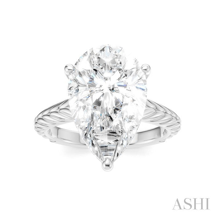 1/8 Ctw Pear Shape Round Cut Diamond Akari Wheat Shank Semi-Mount Engagement Ring in 14K White Gold