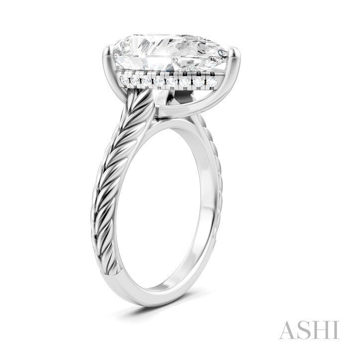 1/8 Ctw Pear Shape Round Cut Diamond Akari Wheat Shank Semi-Mount Engagement Ring in 14K White Gold