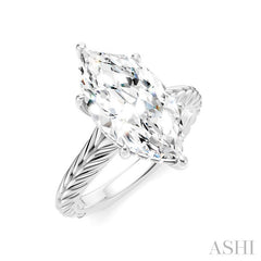 1/10 Ctw Marquise Shape Round Cut Diamond Akari Wheat Shank Semi-Mount Engagement Ring in 14K White Gold