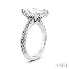 1/10 Ctw Marquise Shape Round Cut Diamond Akari Wheat Shank Semi-Mount Engagement Ring in 14K White Gold