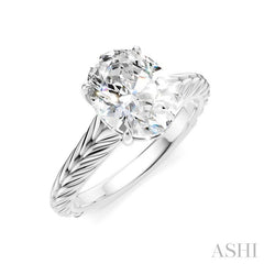 1/20 Ctw Oval Shape Round Cut Diamond Semi-Mount Engagement Ring in 14K White Gold