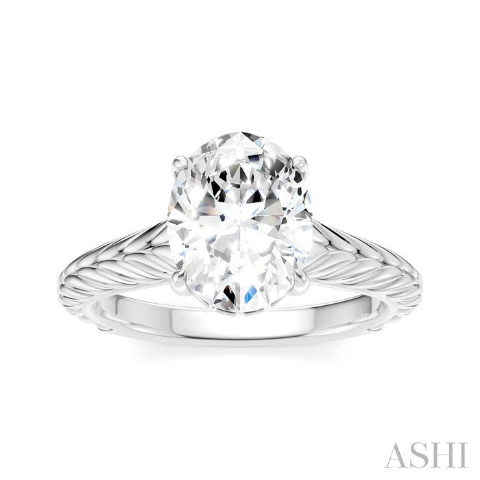 1/20 Ctw Oval Shape Round Cut Diamond Semi-Mount Engagement Ring in 14K White Gold