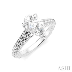 1/20 Ctw Pear Shape Round Cut Diamond Akari Wheat Shank Semi-Mount Engagement Ring in 14K White Gold
