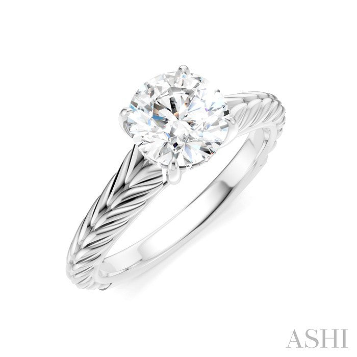 1/20 Ctw Circular Shape Round Cut Diamond Akari Wheat Shank Semi-Mount Engagement Ring in 14K White Gold