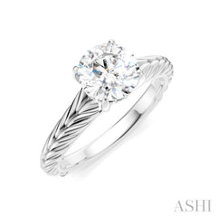 1/20 Ctw Circular Shape Round Cut Diamond Akari Wheat Shank Semi-Mount Engagement Ring in 14K White Gold