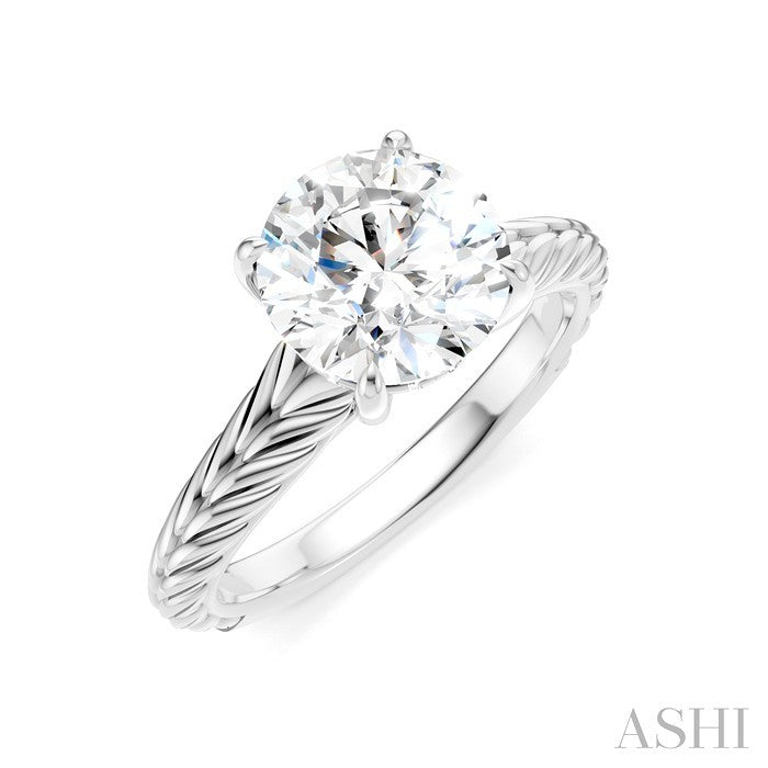 1/20 Ctw Circular Shape Round Cut Diamond Akari Wheat Shank Semi-Mount Engagement Ring in 14K White Gold