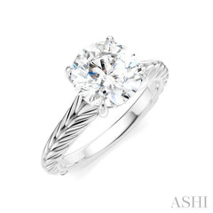 1/20 Ctw Circular Shape Round Cut Diamond Akari Wheat Shank Semi-Mount Engagement Ring in 14K White Gold
