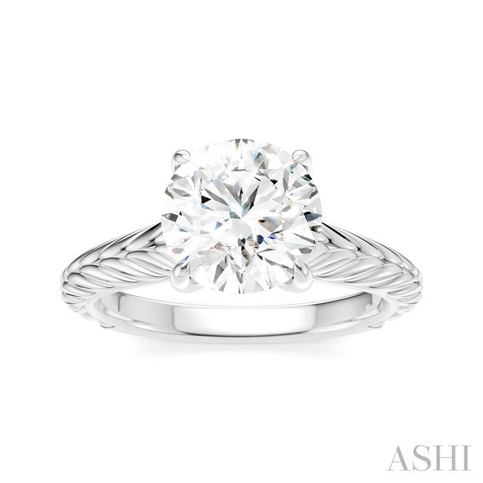 1/20 Ctw Circular Shape Round Cut Diamond Akari Wheat Shank Semi-Mount Engagement Ring in 14K White Gold
