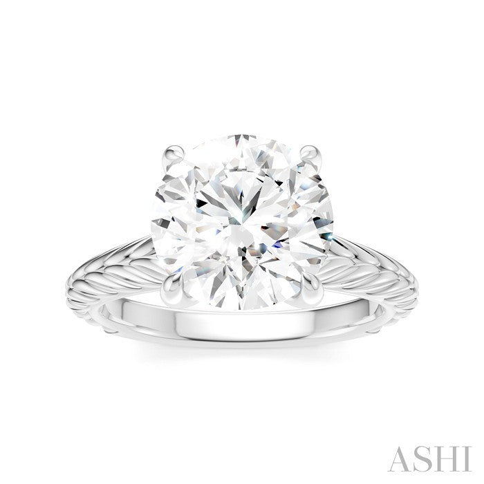 1/20 Ctw Circular Shape Round Cut Diamond Akari Wheat Shank Semi-Mount Engagement Ring in 14K White Gold