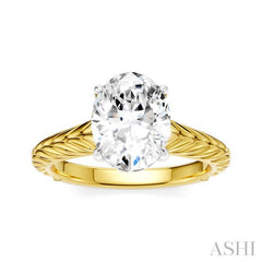 1/20 Ctw Oval Shape Round Cut Diamond Semi-Mount Engagement Ring in 14K Yellow and White Gold