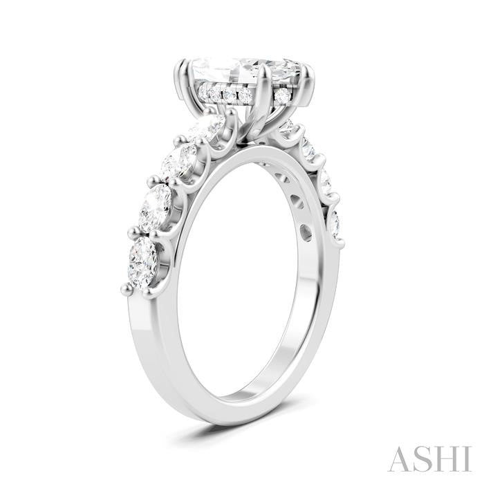 7/8 Ctw Marquise Shape Oval and Round Cut Diamond Semi-Mount Engagement Ring in 14K White Gold