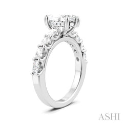 7/8 Ctw Marquise Shape Oval and Round Cut Diamond Semi-Mount Engagement Ring in 14K White Gold