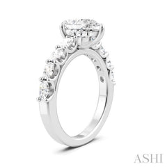 7/8 Ctw Pear Shape Oval and Round Cut Diamond Semi-Mount Engagement Ring in 14K White Gold