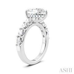 7/8 Ctw Pear Shape Oval and Round Cut Diamond Semi-Mount Engagement Ring in 14K White Gold