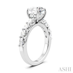 7/8 Ctw Round Shape Oval and Round Cut Diamond Semi-Mount Engagement Ring in 14K White Gold