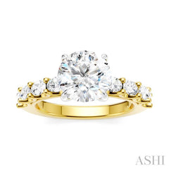7/8 Ctw Round Shape Oval and Round Cut Diamond Semi-Mount Engagement Ring in 14K Yellow and White Gold