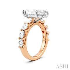1 1/3 Ctw Marquise Shape Oval and Round Cut Diamond Semi-Mount Engagement Ring in 14K Rose and White Gold
