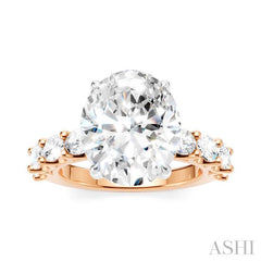 1 1/3 Ctw Oval Shape Oval and Round Cut Diamond Semi-Mount Engagement Ring in 14K Rose and White Gold