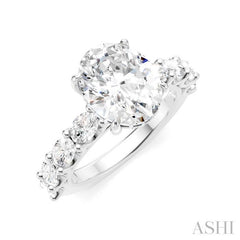 1 1/3 Ctw Oval Shape Oval and Round Cut Diamond Semi-Mount Engagement Ring in 14K White Gold