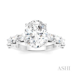 1 1/3 Ctw Oval Shape Oval and Round Cut Diamond Semi-Mount Engagement Ring in 14K White Gold