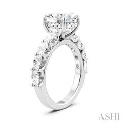 1 1/3 Ctw Oval Shape Oval and Round Cut Diamond Semi-Mount Engagement Ring in 14K White Gold