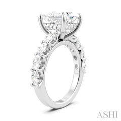 1 1/3 Ctw Princess Shape Oval and Round Cut Diamond Semi-Mount Engagement Ring in 14K White Gold