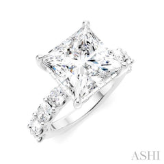1 1/3 Ctw Princess Shape Oval and Round Cut Diamond Semi-Mount Engagement Ring in 14K White Gold