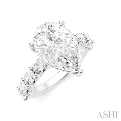 1 1/3 Ctw Pear Shape Oval and Round Cut Diamond Semi-Mount Engagement Ring in 14K White Gold