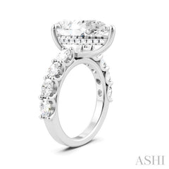 1 1/3 Ctw Pear Shape Oval and Round Cut Diamond Semi-Mount Engagement Ring in 14K White Gold