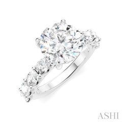 1 1/4 Ctw Round Shape Oval and Round Cut Diamond Semi-Mount Engagement Ring in 14K White Gold