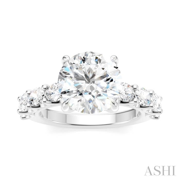 1 1/4 Ctw Round Shape Oval and Round Cut Diamond Semi-Mount Engagement Ring in 14K White Gold
