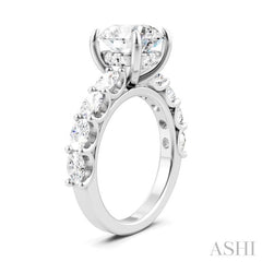 1 1/4 Ctw Round Shape Oval and Round Cut Diamond Semi-Mount Engagement Ring in 14K White Gold