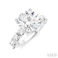 1 1/3 Ctw Round Shape Oval and Round Cut Diamond Semi-Mount Engagement Ring in 14K White Gold