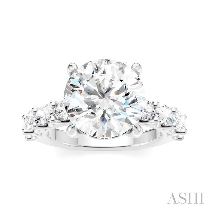 1 1/3 Ctw Round Shape Oval and Round Cut Diamond Semi-Mount Engagement Ring in 14K White Gold