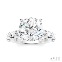 1 1/3 Ctw Round Shape Oval and Round Cut Diamond Semi-Mount Engagement Ring in 14K White Gold
