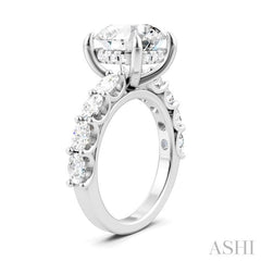 1 1/3 Ctw Round Shape Oval and Round Cut Diamond Semi-Mount Engagement Ring in 14K White Gold