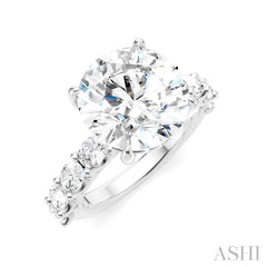 1 1/3 Ctw Round Shape Oval and Round Cut Diamond Semi-Mount Engagement Ring in 14K White Gold