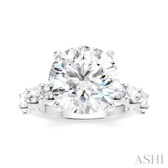 1 1/3 Ctw Round Shape Oval and Round Cut Diamond Semi-Mount Engagement Ring in 14K White Gold