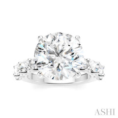 1 1/3 Ctw Round Shape Oval and Round Cut Diamond Semi-Mount Engagement Ring in 14K White Gold