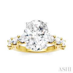 1 1/3 Ctw Oval Shape Oval and Round Cut Diamond Semi-Mount Engagement Ring in 14K Yellow and White Gold