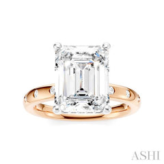1/5 Ctw Akari Emerald Shape Round Cut Diamond Semi-Mount Engagement Ring in 14K Rose and White Gold