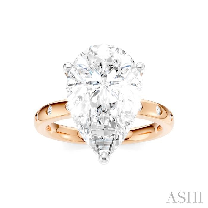 1/5 Ctw Akari Pear Shape Round Cut Diamond Semi-Mount Engagement Ring in 14K Rose and White Gold